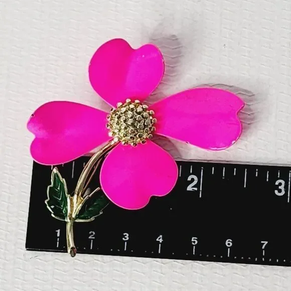 Sarah Coventry Dogwood Flower Pink Costume Brooch Pin Signed - Picture 3 of 5